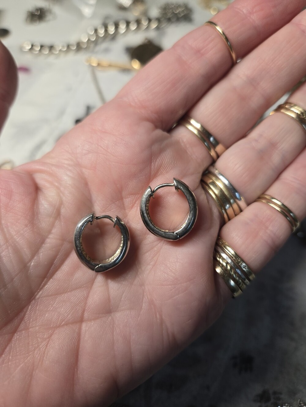 Sterling Silver Rounded Mini Hoop Earrings - Silver